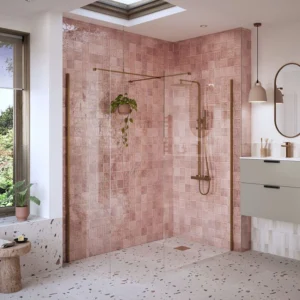 Iconix 900mm Wetroom Side Panel & Arm - Brushed Bronze