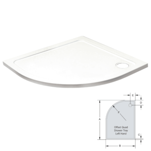 K-Vit 900 x 760mm LH Offset Quad Low Profile Tray