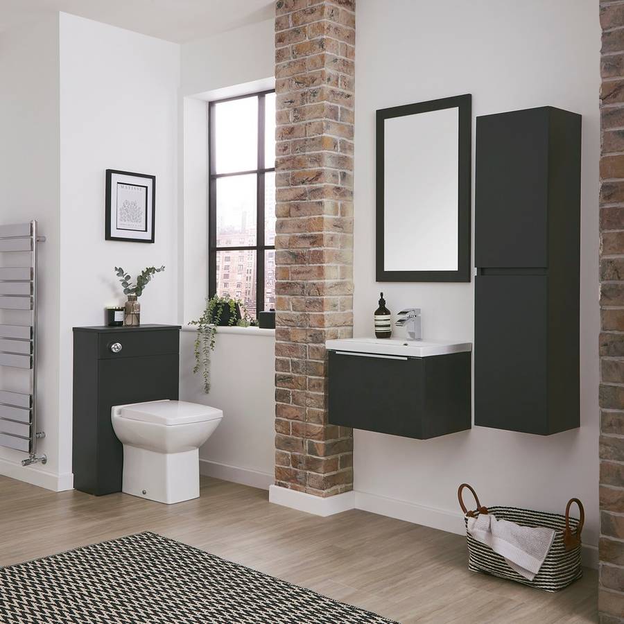 Kore Wall Hung Tall Unit Matt Dark Grey - Image 2