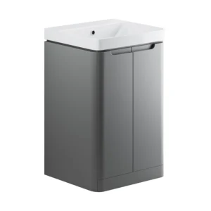 Lambra 500mm 2 Door Floor Standing Cloakroom Basin Unit - Matt Grey