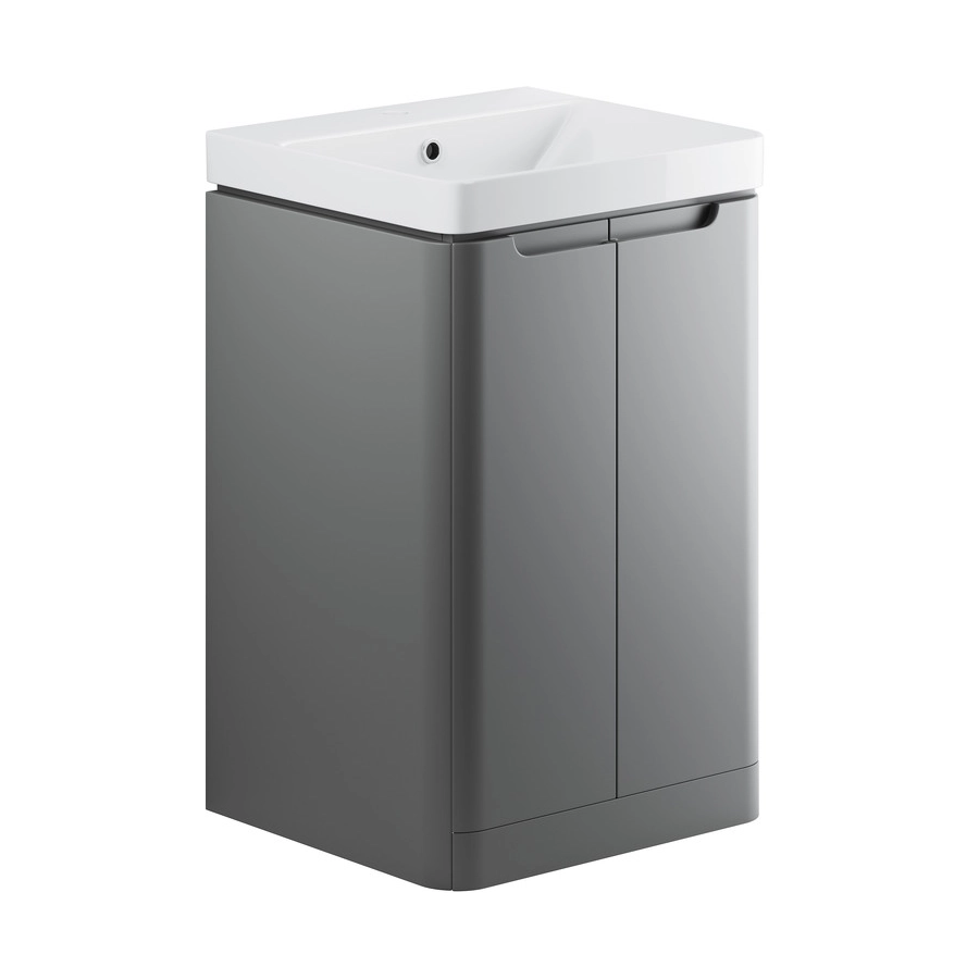 Lambra 500mm 2 Door Floor Standing Cloakroom Basin Unit - Matt Grey