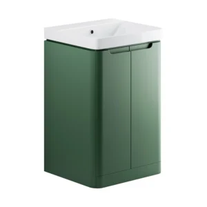 Lambra 500mm 2 Door Floor Standing Cloakroom Basin Unit - Matt Sage Green