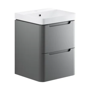 Lambra 500mm 2 Drawer Wall Hung Cloakroom Basin Unit - Matt Grey
