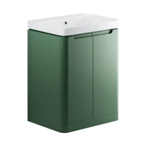 Lambra 600mm 2 Door Floor Standing Basin Unit - Matt Sage Green
