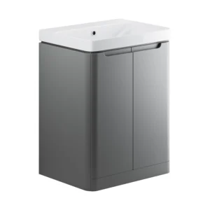 Lambra 605mm 2 Door Floor Standing Basin Unit - Matt Grey