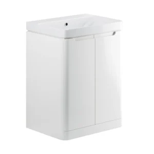 Lambra 605mm 2 Door Floor Standing Basin Unit - White Gloss