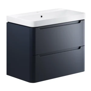 Lambra 800mm 2 Drawer Wall Hung Basin Unit - Matt Indigo