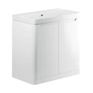 Lambra 805mm 2 Door Floor Standing Basin Unit - White Gloss