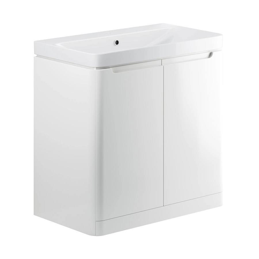 Lambra 805mm 2 Door Floor Standing Basin Unit - White Gloss