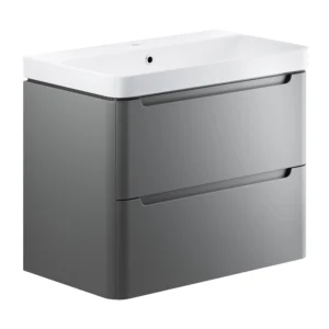 Lambra 805mm 2 Drawer Wall Hung Basin Unit - Matt Grey
