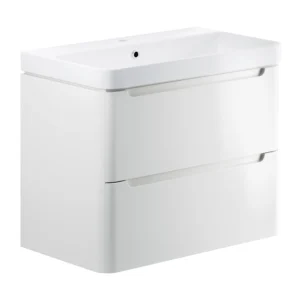 Lambra 805mm 2 Drawer Wall Hung Basin Unit – White Gloss