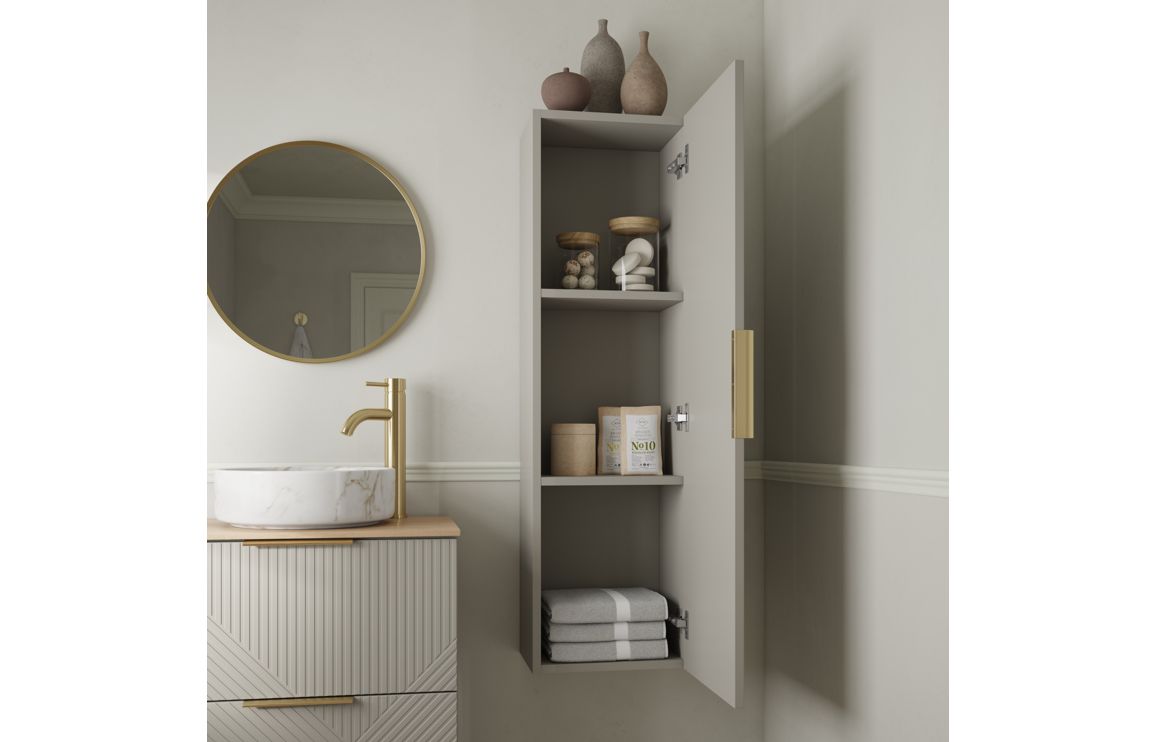 Ligne 810mm Floor Standing 2 Drawer Basin Unit & Maple Oak Effect Worktop - Matt Oat - Image 4