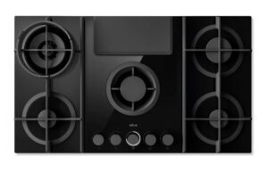 Elica NikolaTesla Flame 90cm Venting Gas Hob (Ducting) - Black