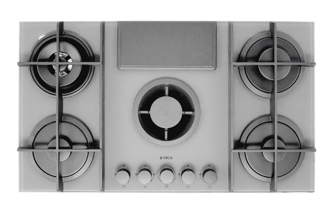 Elica NikolaTesla Flame 90cm Venting Gas Hob (Ducting) - Grey