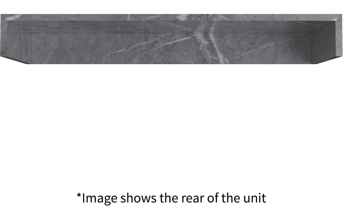 Natural 600mm Wall Hung Grey Marble Basin Shelf & Black Bottle Trap - Image 4