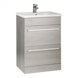 Purity/Matrix 600mm 2 Drawer Floor Standing Unit Silver Oak