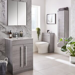 Purity 800mm Mirror Cabinet Silver Oak