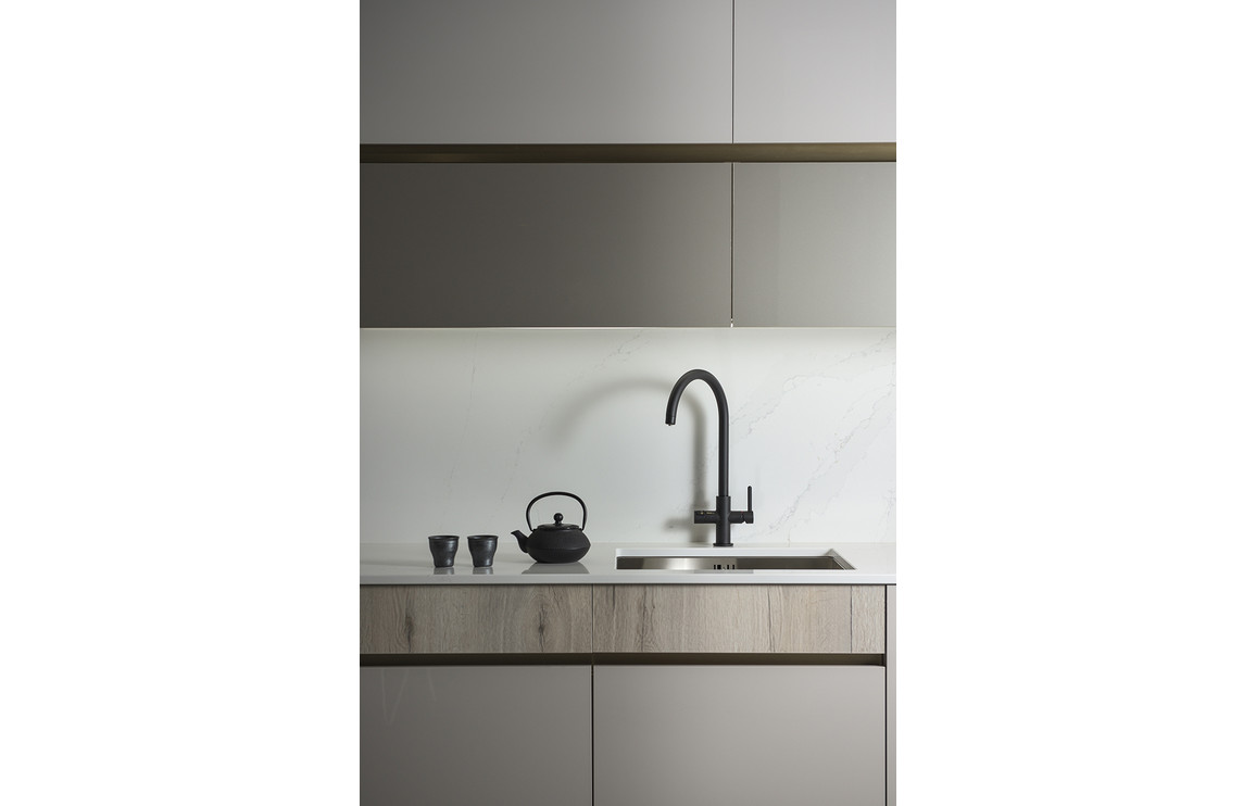 Abode Prothia 3 IN 1 Swan Spout Slimline Monobloc Tap - Matt Black - Image 2