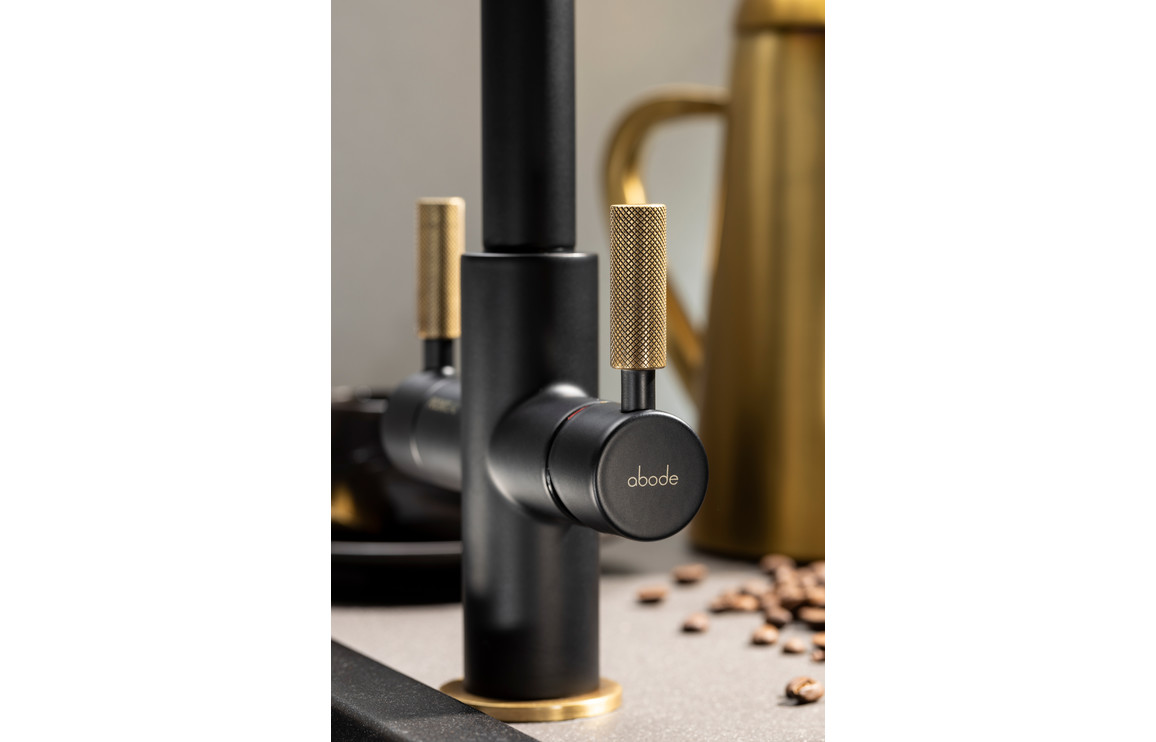 Abode Industria 3 IN 1 Monobloc Tap - Matt Black & Antique Brass - Image 4