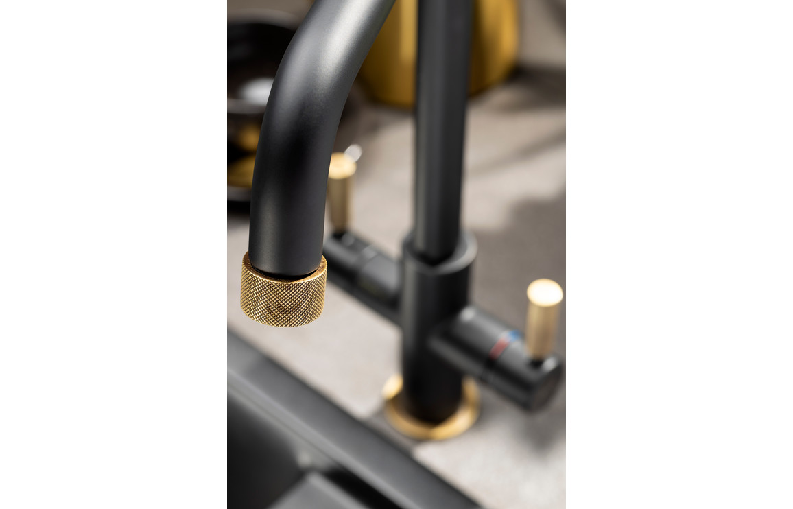 Abode Industria 3 IN 1 Monobloc Tap - Matt Black & Antique Brass - Image 5