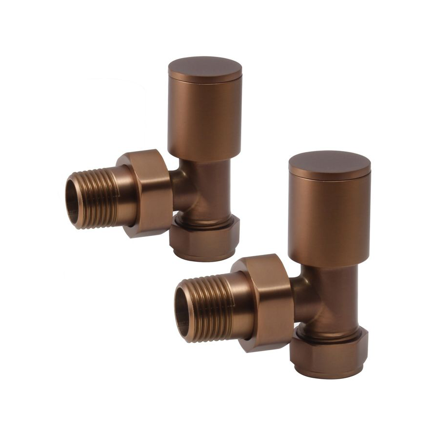 Patterned Brushed Bronze Radiator Valves - Angled