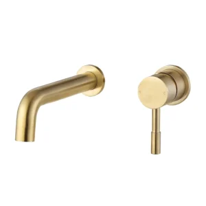 Pescara Wall Mounted Basin Mixer - Brushed Brass