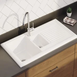 Prima 1.5B 1D Reversible Ceramic Sink - White