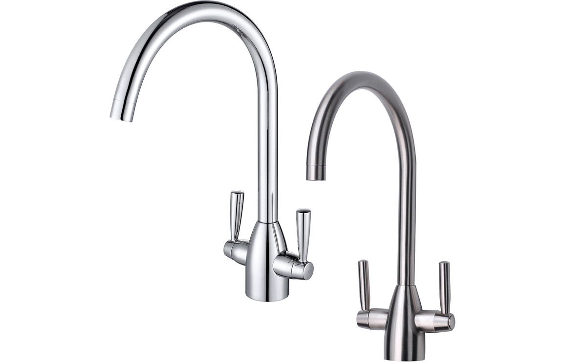Prima Chelsea Dual Lever Mixer Tap - Brushed Steel - Image 2