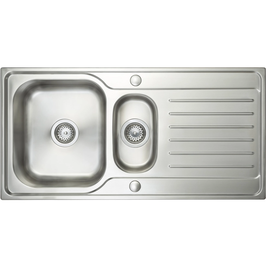 Prima Deep 1.5B & Drainer Inset Sink - Polished Steel