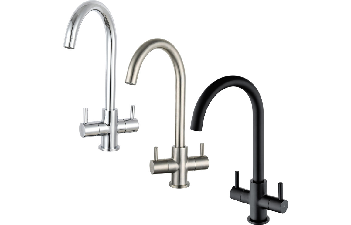 Prima Staten Swan Neck Dual Lever Mixer Tap - Chrome - Image 2