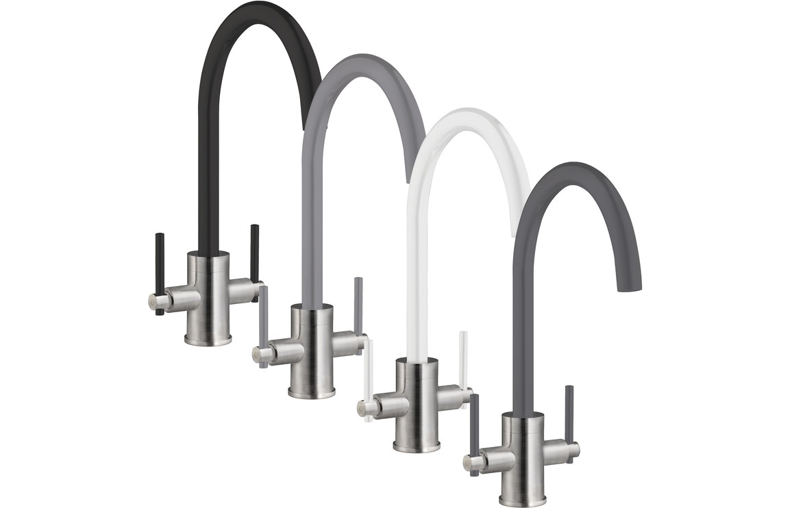 Prima+ Swan Neck Dual Lever Mixer Tap - Black - Image 2