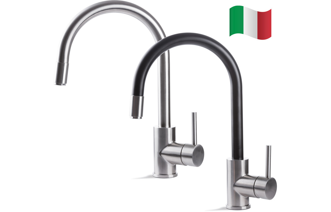 Prima+ Tiber Single Lever Mixer Tap w/Pull Out - Black & St/Steel - Image 2