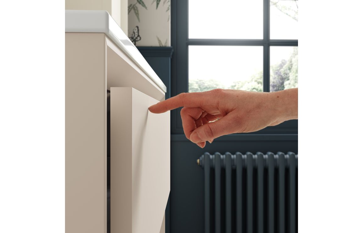 Push 615mm Wall Hung 2 Drawer Basin Unit & Basin - Matt Cotton - Image 4