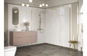 Iconix 500mm Wetroom Side Panel & Arm - Brushed Brass