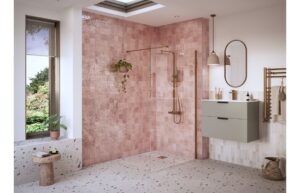 Iconix 1000mm Wetroom Panel & Support Bar - Brushed Bronze