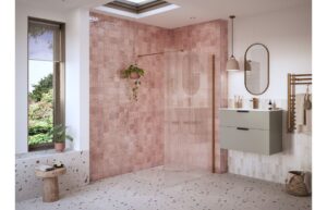 Iconix 1000mm Fluted Wetroom Panel & Support Bar - Brushed Bronze