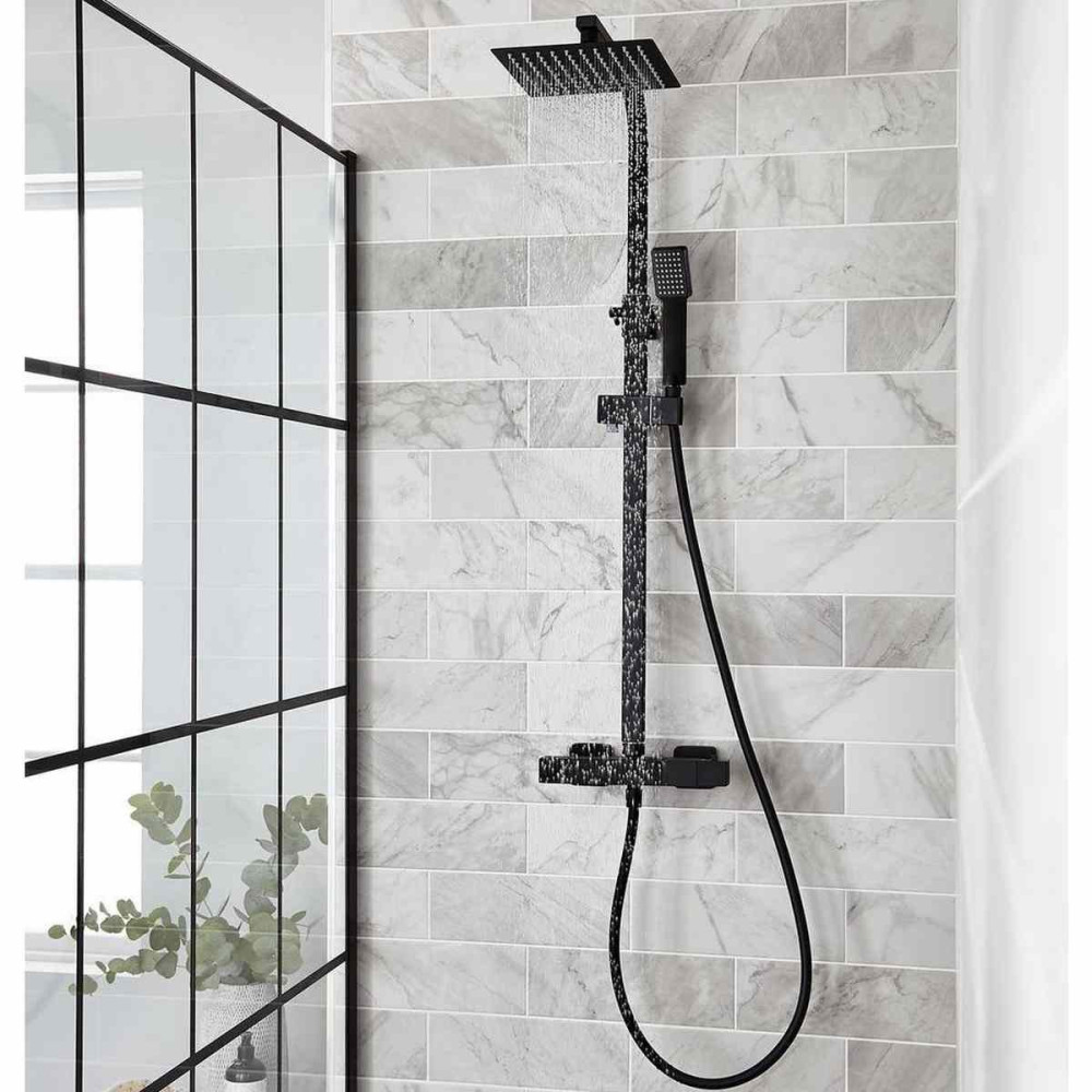 Nero Square Thermostatic Exposed Bar Shower Overhead Drencher