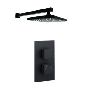 Nero Square Wall Mounted Fixed Head & Arm Matt Black