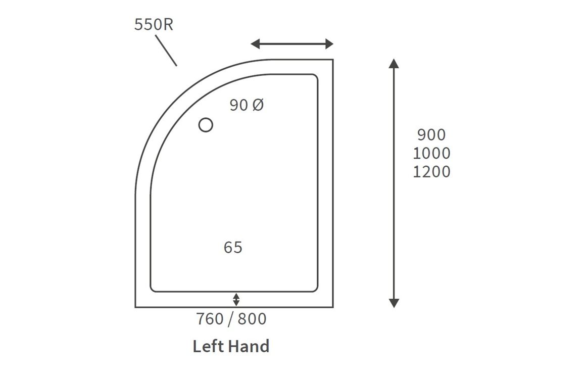 45mm Low Profile 1200x900mm Offset Quadrant Tray & Waste (LH) - Image 2