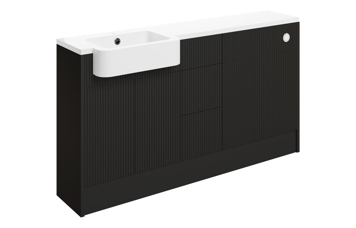 Texture 1542mm Basin WC & 3 Drawer Unit Pack (LH) - Matt Graphite Grey