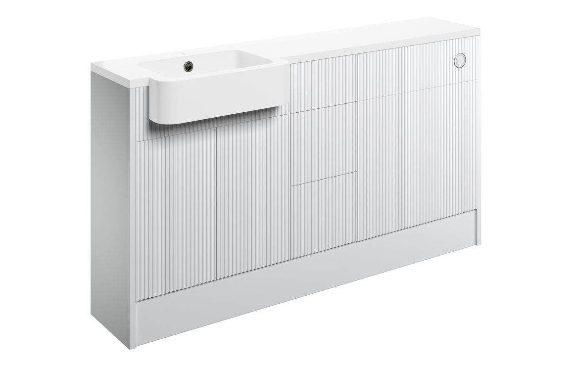 Texture 1542mm Basin WC & 3 Drawer Unit Pack (LH) - Matt White