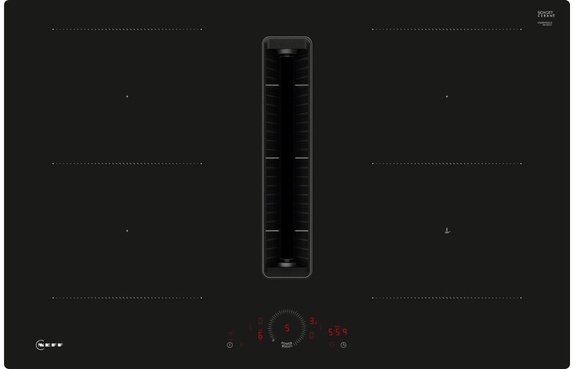 Neff N70 V58NHQ4L0 80cm Venting Combi Induction Hob (Surface Mount) - Black Glass