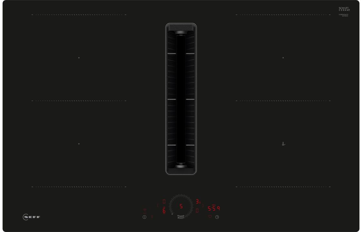 Neff N70 V58PHQ4C0 80cm Venting Combi Induction Hob (Flush Fit) - Black Glass