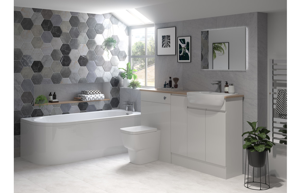 Valesso 1242mm Basin & WC Unit Pack (LH) - Pearl Grey Gloss - Image 2