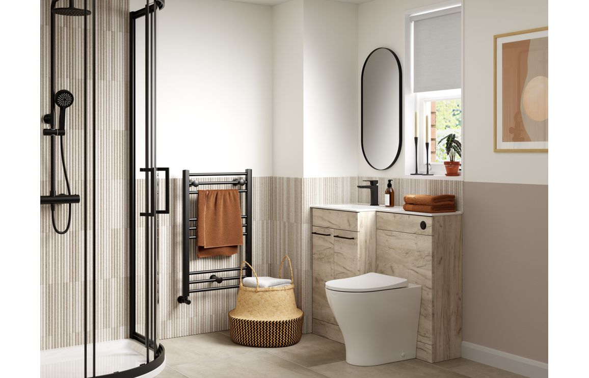 Venosa 350mm Floor Standing 2 Door Tall Unit - Oak - Image 2