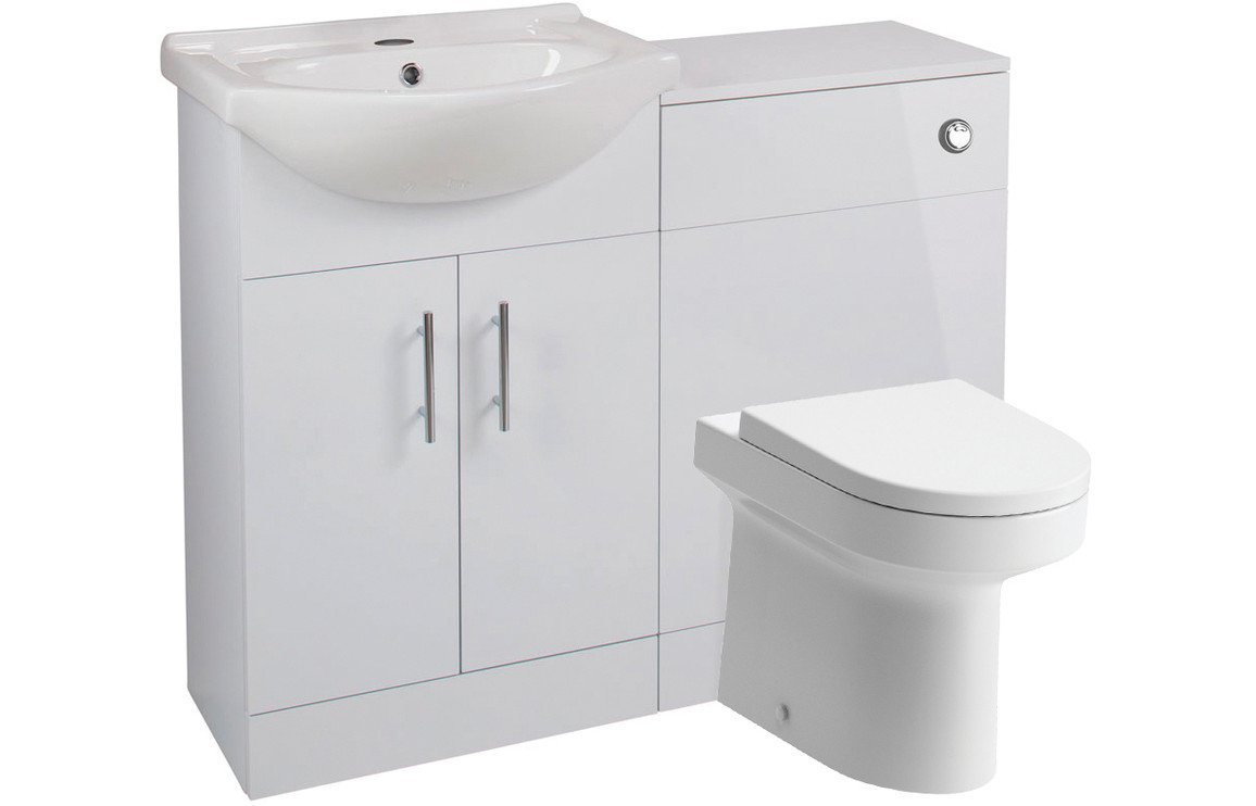 Vista 650mm Basin Unit & WC Unit Pack - White Gloss