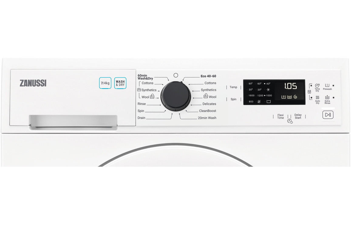 Zanussi ZWD76NB4PW F/S 7/4kg 1600prm Washer Dryer - White - Image 2