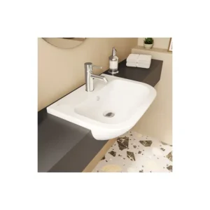 VitrA Semi Recessed Basin VTPB1072 White Fire Fine Clay One Tap Hole