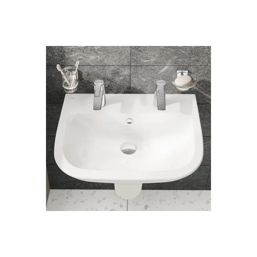 VitrA Basin White VTPB1094 Two Tap Holes White Vitreous China
