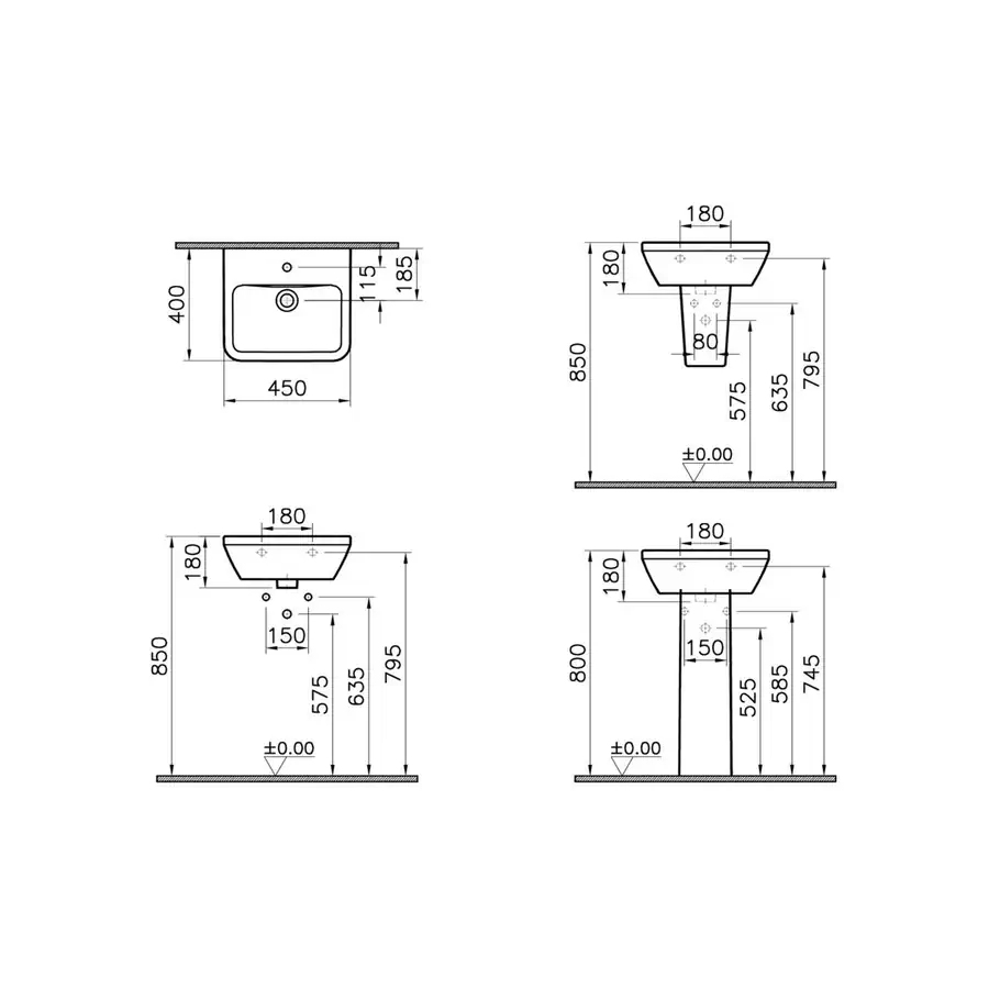 VitrA White Basin VTPB1030 Single Tap Hole